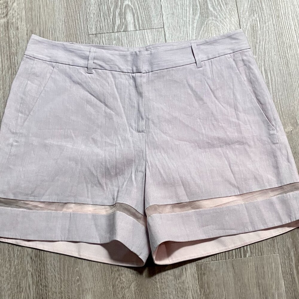 New Rebecca Taylor Flat Front Sheer Linen Silk Blend Resort Old Money Shorts 10